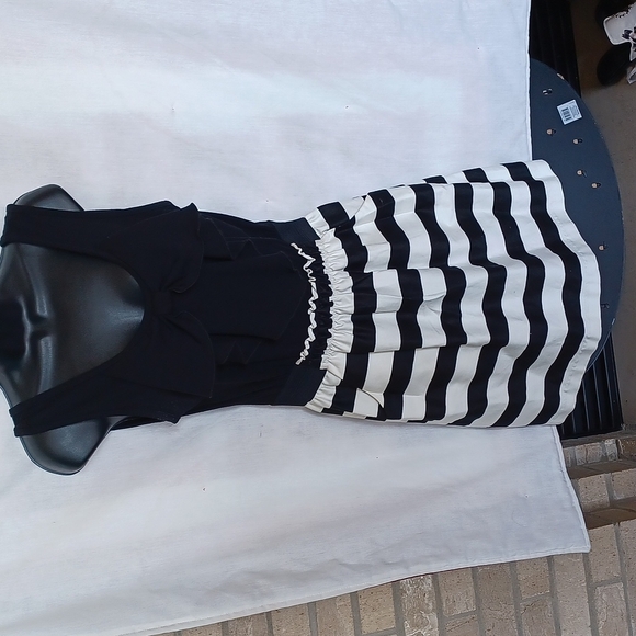 iZ Byer Black & White Striped Mini Dress, JrL - Picture 1 of 8
